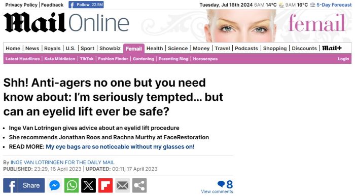 Anti-agers no one but you need know about – Can an eyelid lift ever be safe