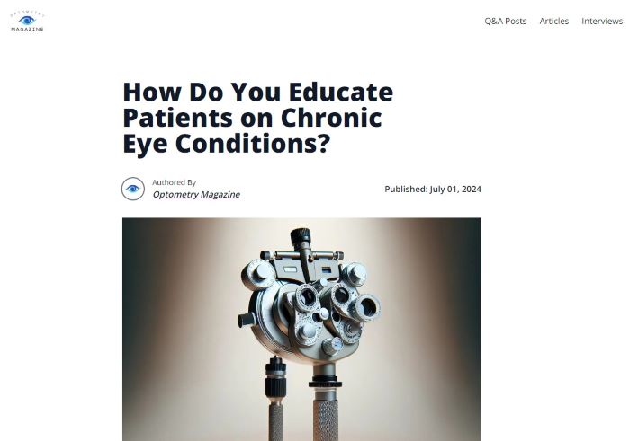 How Do You Educate Patients on Chronic Eye Conditions?