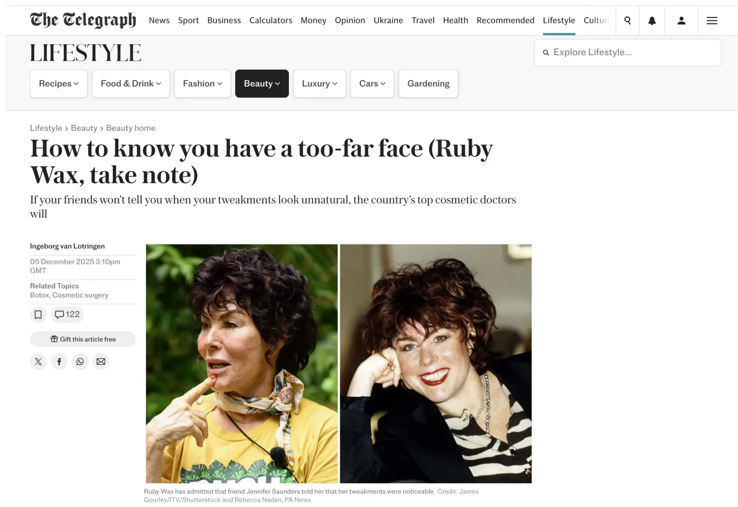 How to know you have a too-far face (Ruby Wax, take note)