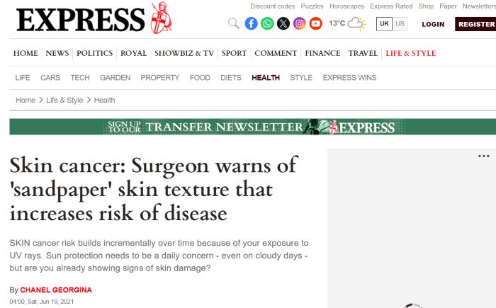 Skin cancer: Surgeon warns of ‘sandpaper’ skin texture that increases risk of disease