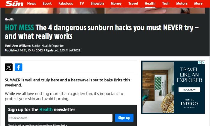 The 4 dangerous sunburn hacks you must NEVER try