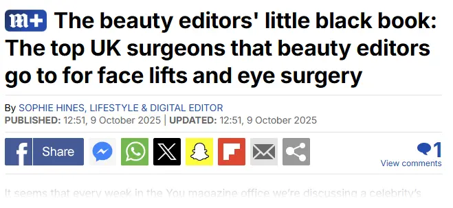 The beauty editors’ little black book: The top UK surgeons that beauty editors go to for face lifts and eye surgery