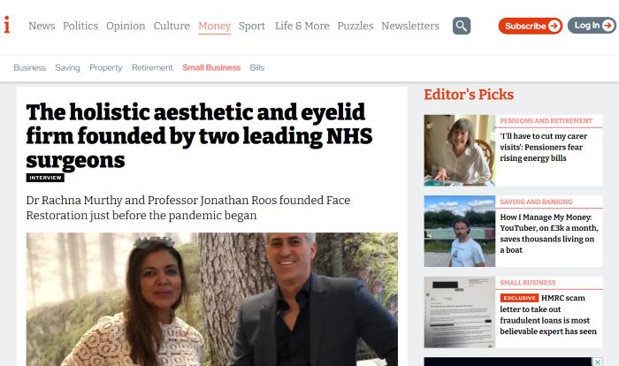 The holistic aesthetic and eyelid firm founded by two leading NHS surgeons